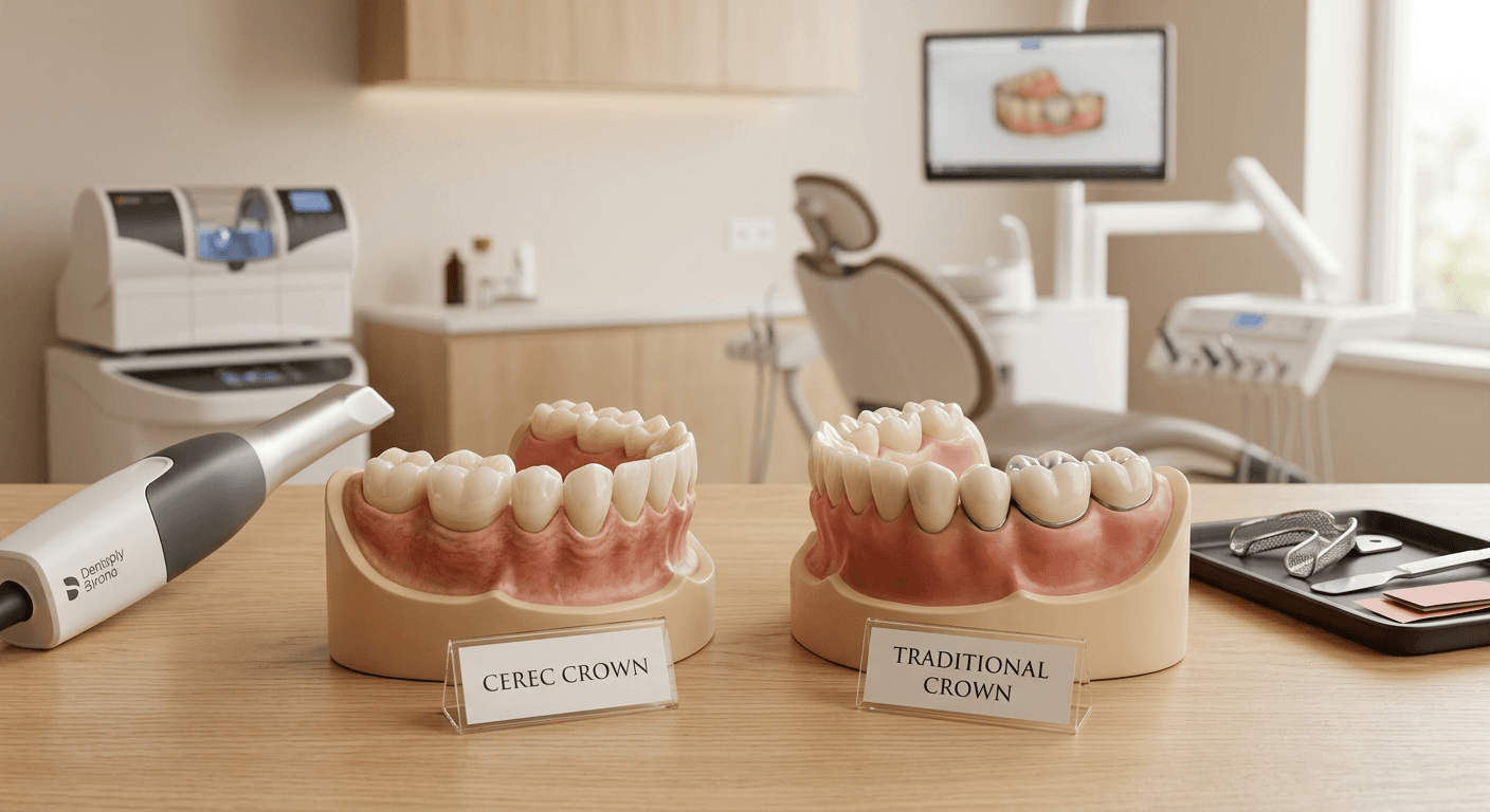 CEREC Crowns vs. Traditional Crowns: A 2026 Comparison of Durability, Cost & Treatment Time